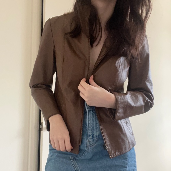 Coldwater Creek light brown leather jacket - Picture 1 of 1